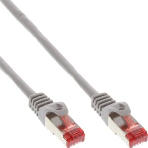 InLine - Patch-Kabel - RJ-45 (M) zu RJ-45 (M) - 1,0m - SFTP, PiMF - CAT 6 - halogenfrei, geformt, ohne Haken, robust - Grau (Packung mit 70) (B-76911)