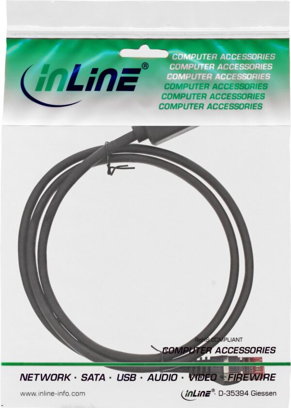 InLine - Patch-Verlängerungskabel - RJ-45 (M) zu RJ-45 (W) - 1,0m - SFTP, PiMF - CAT 6 - halogenfrei, geformt, ohne Haken, robust - Schwarz (Packung mit 50) (B-76911X)
