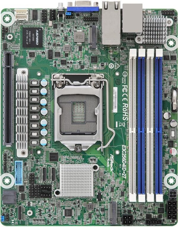 ASRock Rack E3C256D4ID-2T - Motherboard - Deep Mini-IT - LGA1200-Sockel - C256 Chipsatz - USB 3,2 Gen 1 - 2 x 10 Gigabit LAN - Onboard-Grafik (E3C256D4ID-2T)