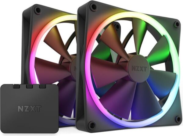 NZXT F Series F140 RGB Twin Pack - Gehäuselüfter - 140 mm - mattschwarz (RF-R14DF-B1)