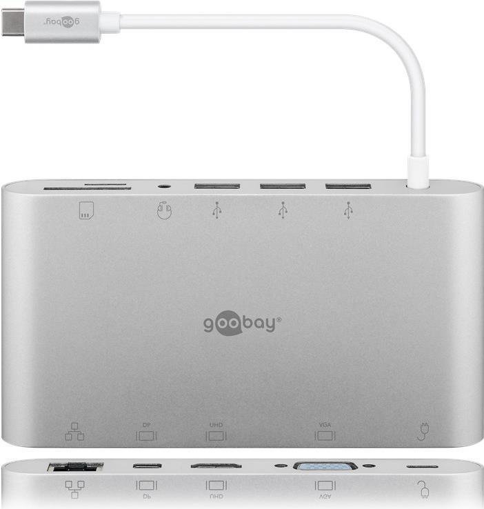 Goobay USB-C™ Multiport-Adapter - All in 1 - Aluminium - silber (62113)