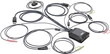 Eaton Tripp Lite series 2-Port DisplayPort 1.1/USB KVM Switch with Audio/Video, Built-In Cables, USB Peripheral Sharing - KVM-/Audio-/USB-Switch - 2 x KVM/Audio/USB - 1 lokaler Benutzer - Desktop (B032-DPUA2)