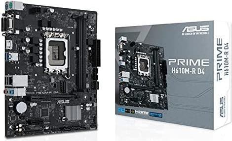 ASUS PRIME H610M-R D4 - Motherboard - micro ATX - LGA1700-Sockel - H610 Chipsatz - USB 3,2 Gen 1 - Gigabit LAN - Onboard-Grafik (CPU erforderlich) - HD Audio (8-Kanal) (90MB1B40-M0ECY0)