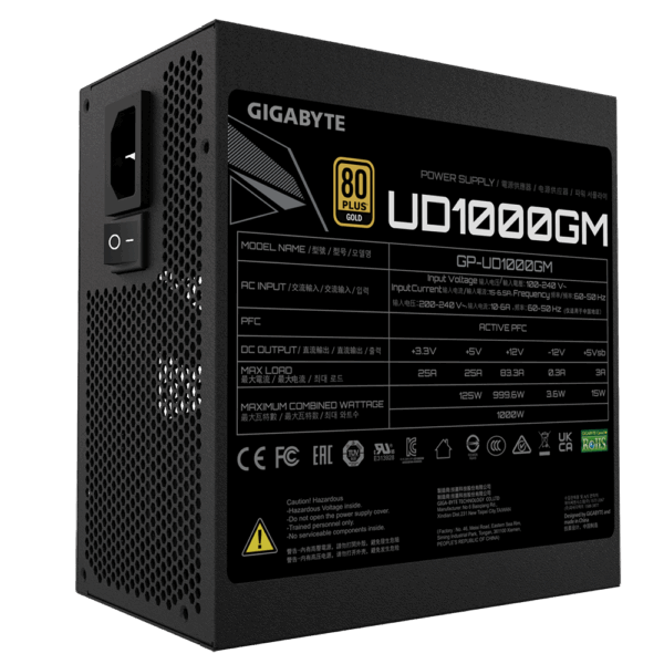 Gigabyte UD1000GM - Netzteil (intern) - ATX12V 2,31 - EPS12V - 80 PLUS Gold - Wechselstrom 100-240 V - 1000 Watt - aktive PFC (GP-UD1000GM)