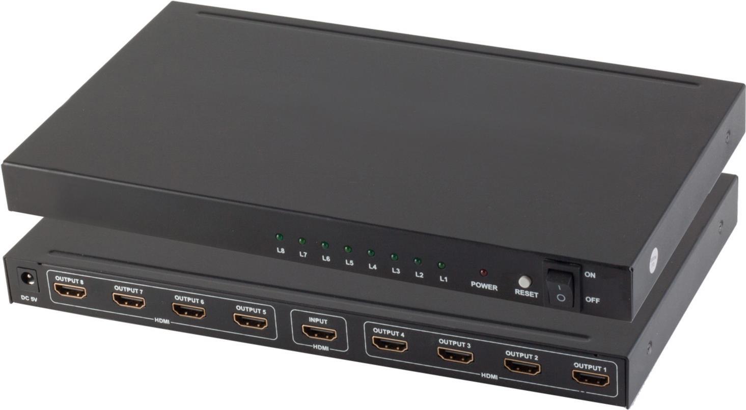 shiverpeaks ®-PROFESSIONAL--HDMI Verteiler 1x8, Metall, 4K30Hz, schwarz (SP05-03008)