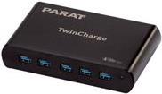 PARAT PARAPROJECT TC5 - Netzteil - GaN-Technologie - 2,8 A - PD, QC - 10 Ausgabeanschlussstellen (5 x USB-C, 5 x 9-poliger USB Typ A) - Schwarz (990596999)