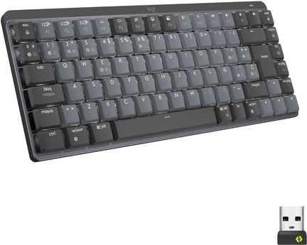 Logitech Master Series MX Mechanical Mini - Tastatur - hinterleuchtet - kabellos - Bluetooth LE - QWERTY - US International - Tastenschalter: Tactile Quiet - Graphite