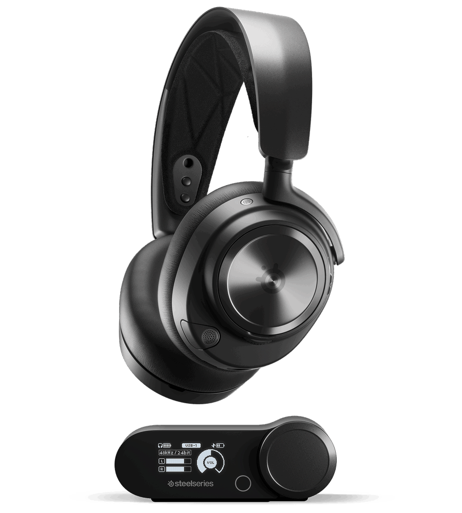 SteelSeries Arctis Nova Pro Wireless - Headset - ohrumschließend - Bluetooth / 2,4 GHz Funkfrequenz - kabellos - aktive Rauschunterdrückung - mit GameDAC Gen 2 - für Nintendo Switch, Sony PlayStation 4, Sony PlayStation 5
