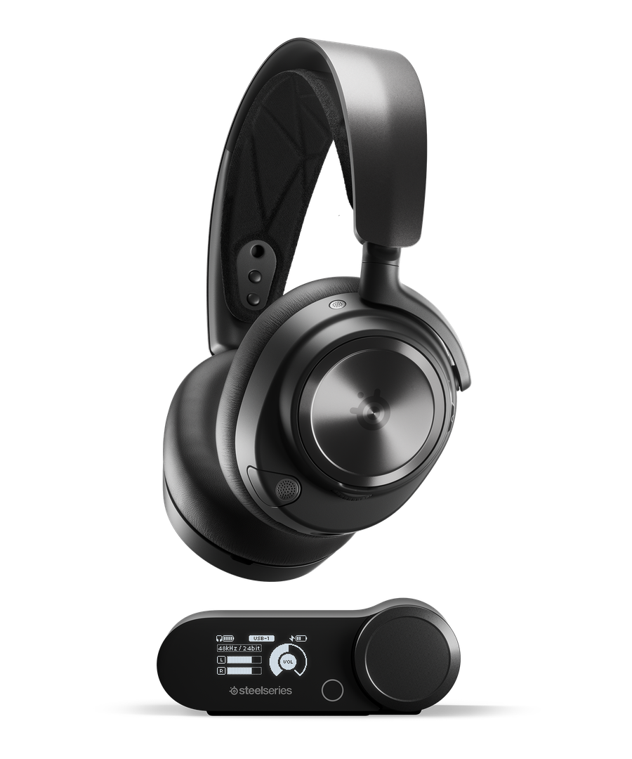 SteelSeries Arctis Nova Pro Wireless - Headset - ohrumschließend - Bluetooth / 2,4 GHz Funkfrequenz - kabellos - aktive Rauschunterdrückung - mit GameDAC Gen 2 - für Nintendo Switch, Sony PlayStation 4, Sony PlayStation 5