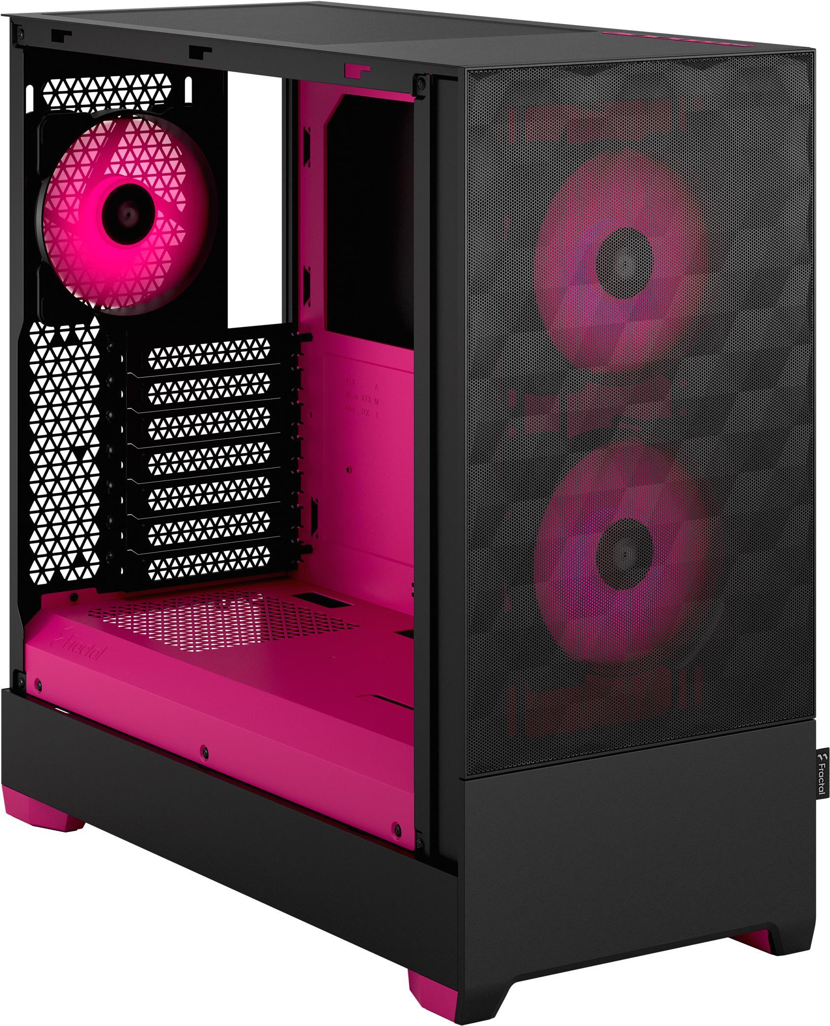 Fractal Design Pop Air RGB - Tower - ATX - Seitenteil mit Fenster (gehärtetes Glas) - keine Spannungsversorgung (ATX) - Magenta, klar, Tinted - USB/Audio - für Fractal Design Model D, Type D (FD-C-POR1A-03)