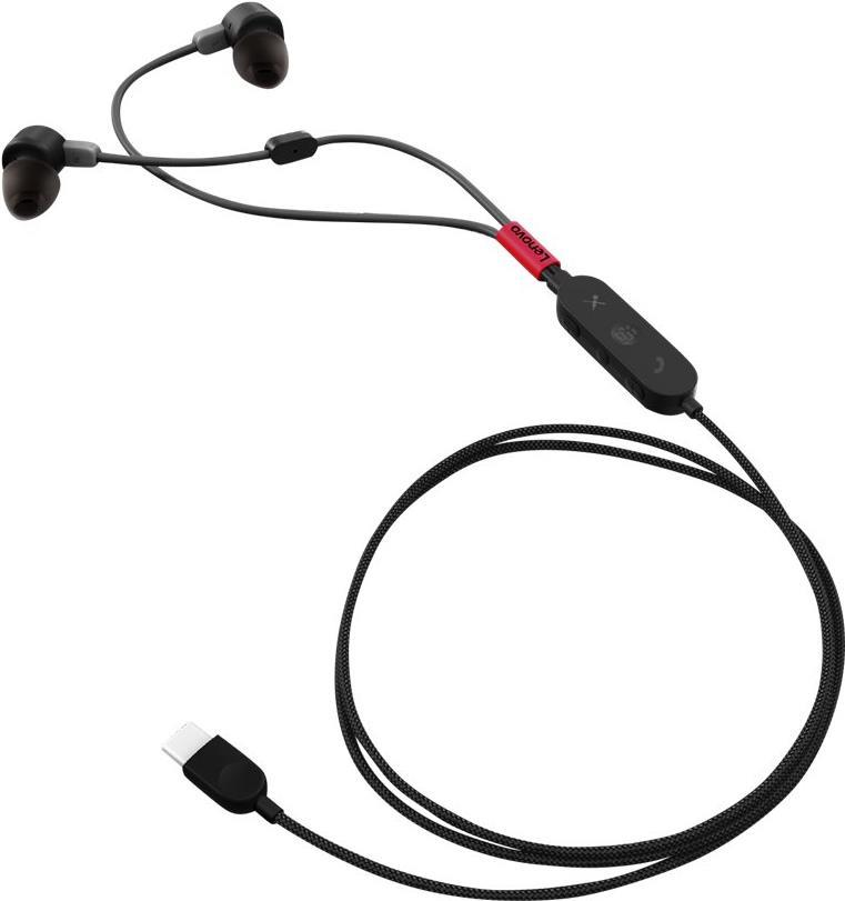 Lenovo Go - Headset - im Ohr - kabelgebunden - aktive Rauschunterdrückung - USB-C - Thunder Black - Zertifiziert für Skype für Unternehmen, Zertifiziert für Microsoft Teams - für K14 Gen 1, ThinkCentre M70s Gen 3, M75t Gen 2, ThinkPad E14 Gen 3, P15v Gen 3 (4XD1C99220)