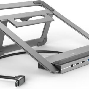Hama Essential Line "Connect2Office Stand" - Dockingstation + Notebook-Halterung - USB-C 3.2 Gen 2 - HDMI, DP - 1GbE - 100 Watt