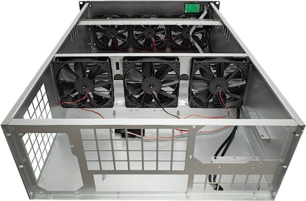 INTER-TECH IPC 4w40 Mining-Rack 48,26cm 48,30cm (19") 4HE IPC-Gehaeuse keine ext/int Laufwerke Montagleisten fuer GraKa 6x 120 Luefter (88887374)