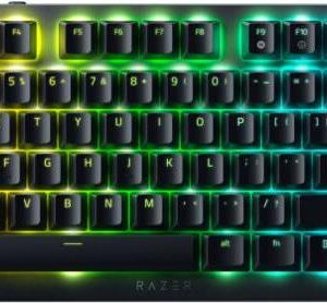 Razer DeathStalker V2 Pro - Tastatur - Ohne Zehnertastatur - Hintergrundbeleuchtung - kabellos - 2,4 GHz, USB-C, Bluetooth 5,0 - QWERTY - Deutsch - Tastenschalter: Razer linearer optischer Switch rot - Schwarz (RZ03-04370400-R3G1)