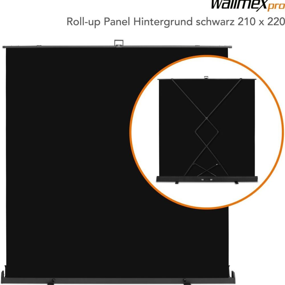 Walimex pro Roll-up Panel Hintergrund schw.210x220 (1023211)