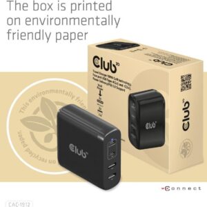 CLUB3D CAC-1912EU Travel Charger 100W - 100 W - 100 - 240 V - 50/60 Hz - Überlastung - Überspannung - Schwarz - USB (CAC-1912EU)
