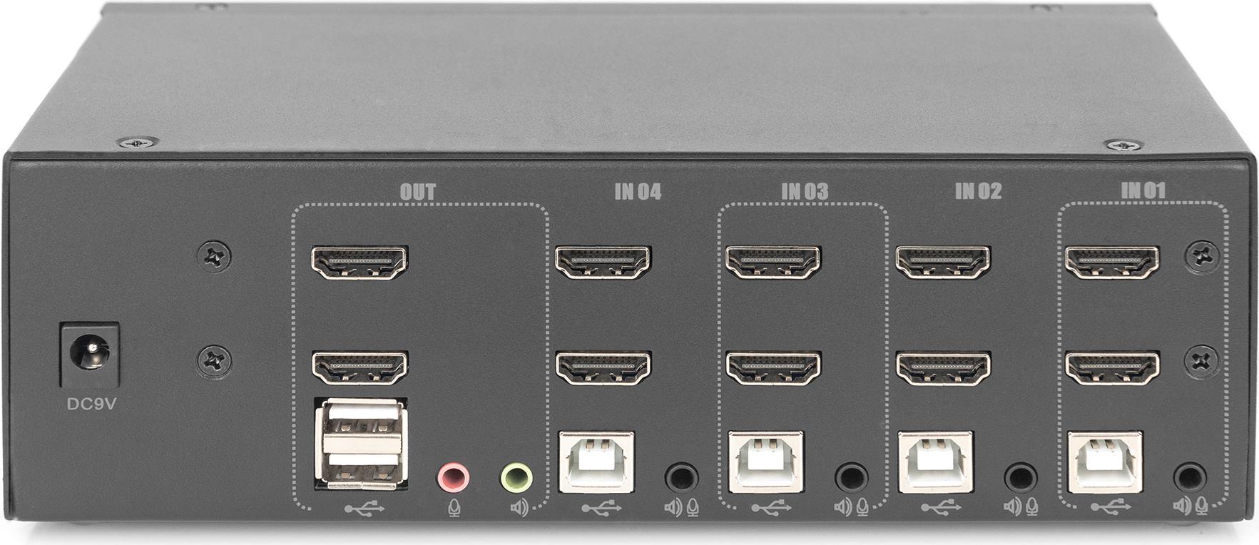 DIGITUS - KVM-/Audio-/USB-Switch - 4 x KVM port(s) - 1 lokaler Benutzer - Desktop (DS-12883)