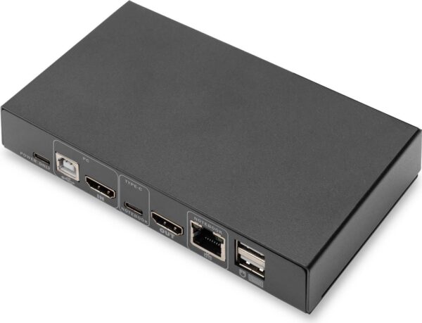 DIGITUS DS-12901 - KVM-/Audio-/USB-Switch - 4K 30 Hz, USB-C/USB/HDMI-Eingang, HDMI-Ausgang, Netzwerk - Desktop (DS-12901)