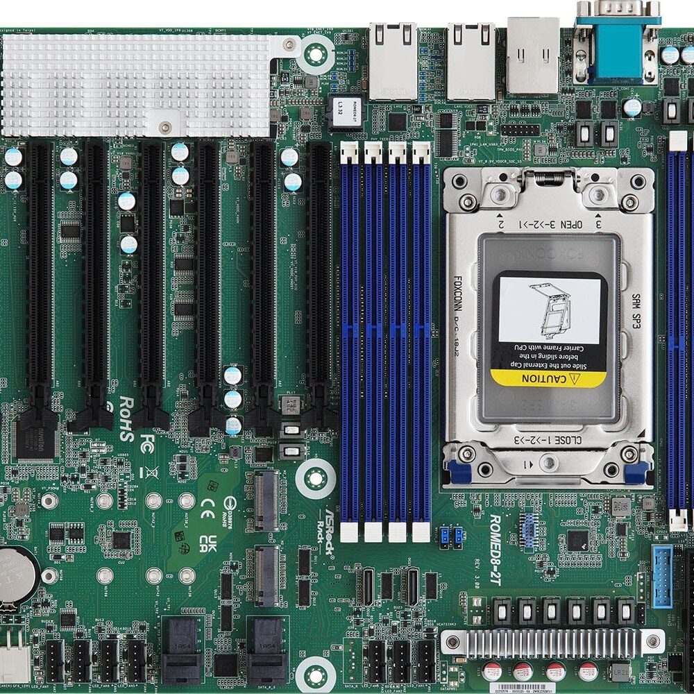 ASRock Rack ROMED8-2T/BCM - Motherboard - ATX - Socket SP3 - USB 3,2 Gen 1 - 2 x 10 Gigabit LAN - Onboard-Grafik (ROMED8-2T/BCM)