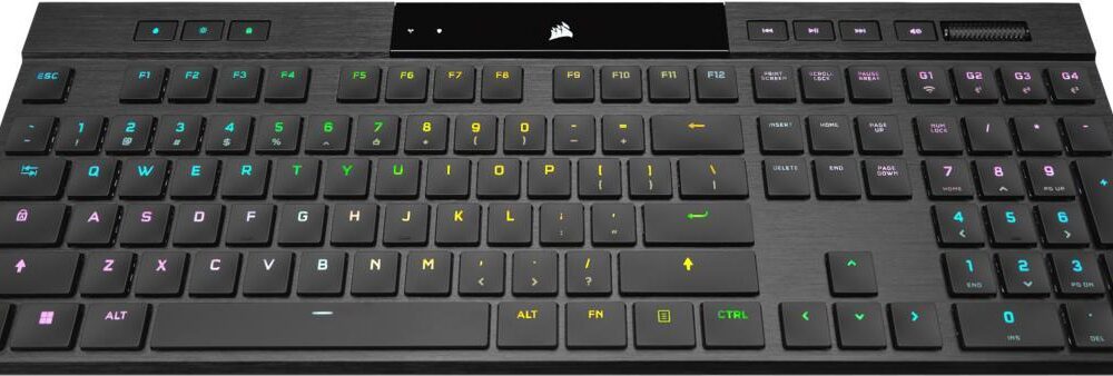 Corsair K100 RGB AIR Ultra-Thin Mechanical Gaming Keyboard DE Tastatur USB + RF Wireless + Bluetooth Deutsch Schwarz (CH-913A01U-DE)