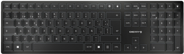 CHERRY KW 9100 SLIM - Tastatur - kabellos - 2,4 GHz, Bluetooth 4,0 - Spanisch - Tastenschalter: CHERRY SX - Schwarz, Silber (JK-9100ES-2)