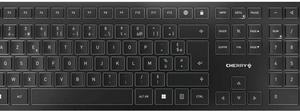 CHERRY KW 9100 SLIM - Tastatur - kabellos - 2.4 GHz, Bluetooth 4.0 - Französisch - Tastenschalter: CHERRY SX - Schwarz, Silber