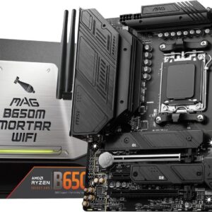 MSI MAG B650M MORTAR WIFI - Motherboard - Mini-ATX - Socket AM5 - AMD B650 Chipsatz - USB 3,2 Gen 1, USB 3,2 Gen 2, USB-C Gen 2x2, USB-C 3,2 Gen2 - 2,5 Gigabit LAN, Wi-Fi, Bluetooth - Onboard-Grafik (CPU erforderlich) - HD Audio (8-Kanal) (7D76-001R)