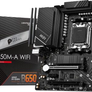 MSI PRO B650M-A WIFI - Motherboard - Mini-ATX - Socket AM5 - AMD B650 Chipsatz - USB 3,2 Gen 1, USB 3,2 Gen 2, USB-C 3,2 Gen2 - 2,5 Gigabit LAN, Wi-Fi, Bluetooth - Onboard-Grafik (CPU erforderlich) - HD Audio (8-Kanal) (7D77-001R)