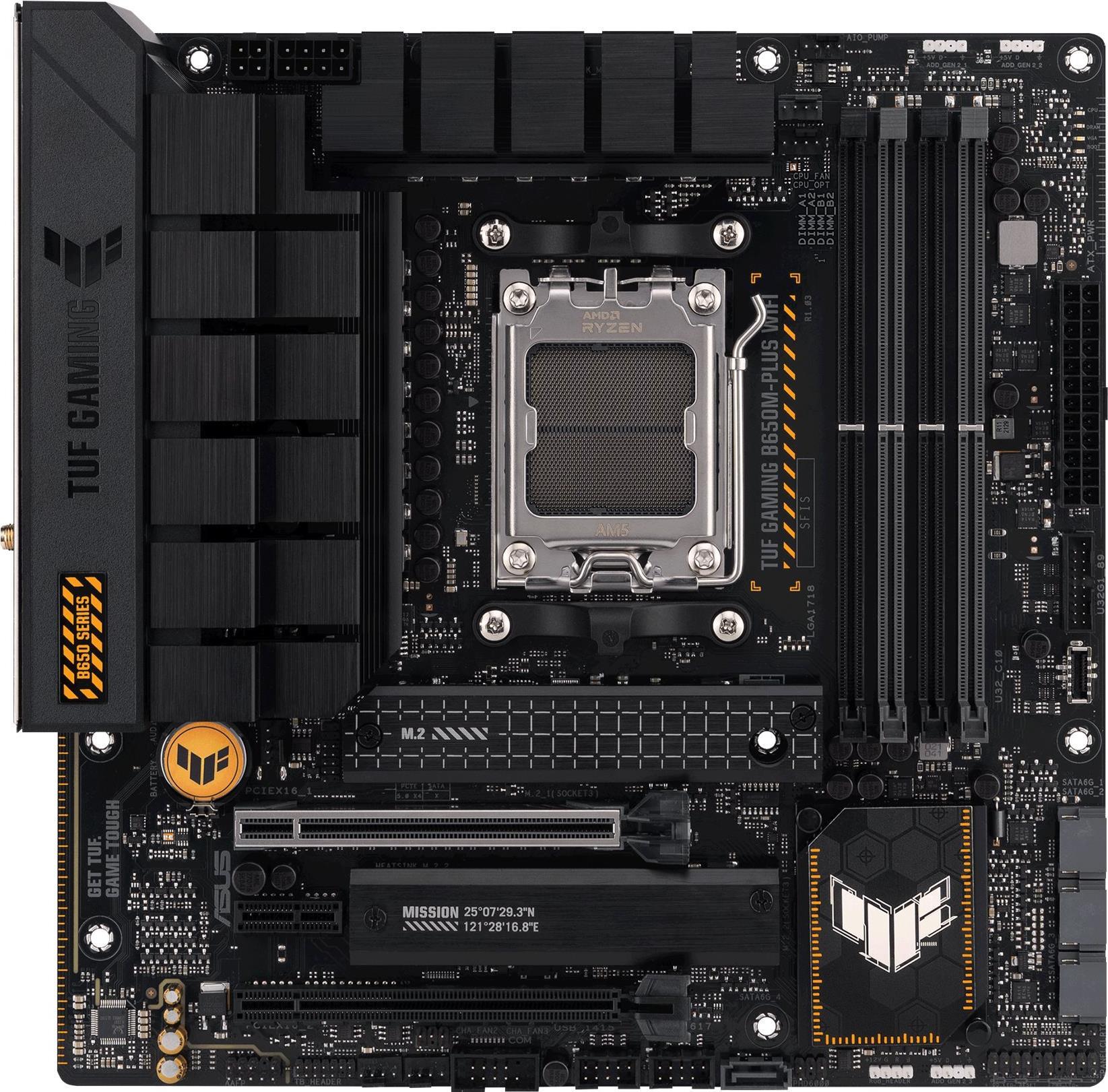 ASUS TUF Gaming B650M-Plus WIFI - Motherboard - micro ATX - Socket AM5 - AMD B650 Chipsatz - USB-C 3,2 Gen 2x2, USB 3,1 Gen 2, USB 3,2 Gen 2, USB-C 3,2 Gen 1 - 2,5 Gigabit LAN, Bluetooth - Onboard-Grafik (CPU erforderlich) - HD Audio (8-Kanal) (90MB1BF0-M0EAY0)