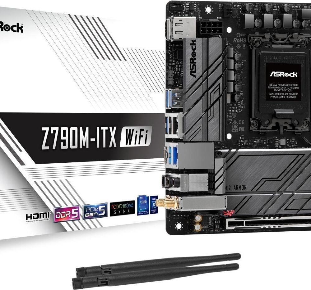 ASRock Z790M-ITX WiFi - Motherboard - Mini-ITX - LGA1700-Sockel - Z790 Chipsatz - Bluetooth, Gigabit LAN, 2,5 Gigabit LAN, Wi-Fi 6 - Onboard-Grafik (CPU erforderlich) - High Definition Audio (7,1-Channel) (90-MXBKE0-A0UAYZ)