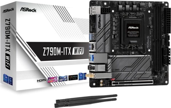 ASRock Z790M-ITX WiFi - Motherboard - Mini-ITX - LGA1700-Sockel - Z790 Chipsatz - Bluetooth, Gigabit LAN, 2,5 Gigabit LAN, Wi-Fi 6 - Onboard-Grafik (CPU erforderlich) - High Definition Audio (7,1-Channel) (90-MXBKE0-A0UAYZ)