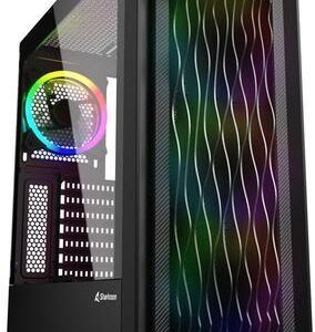 Sharkoon RGB Wave - Tower - ATX - Seitenteil mit Fenster (gehärtetes Glas) - keine Spannungsversorgung - USB/Audio