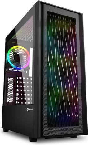 Sharkoon RGB Wave - Tower - ATX - Seitenteil mit Fenster (gehärtetes Glas) - keine Spannungsversorgung - USB/Audio