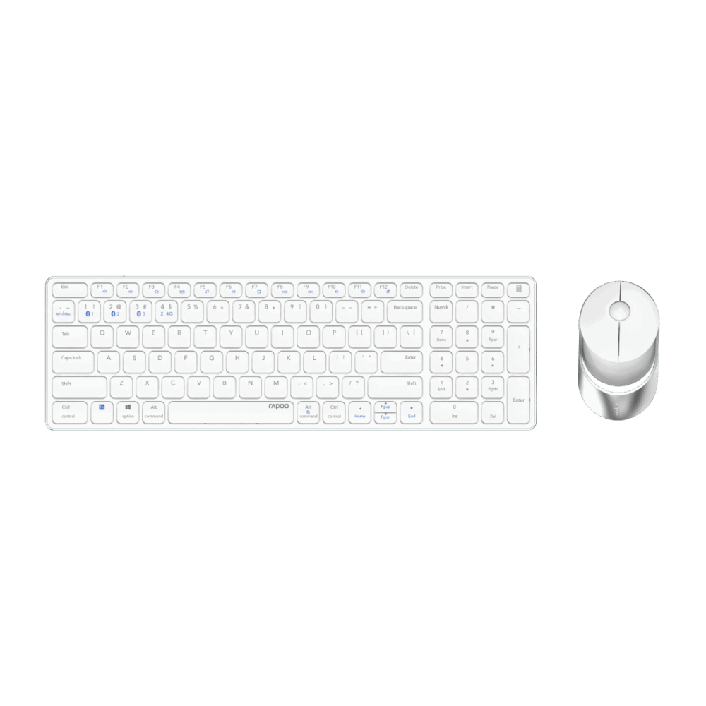 Rapoo 9750M Tastatur Maus enthalten RF Wireless + Bluetooth QWERTZ Deutsch Weiß (00215375)