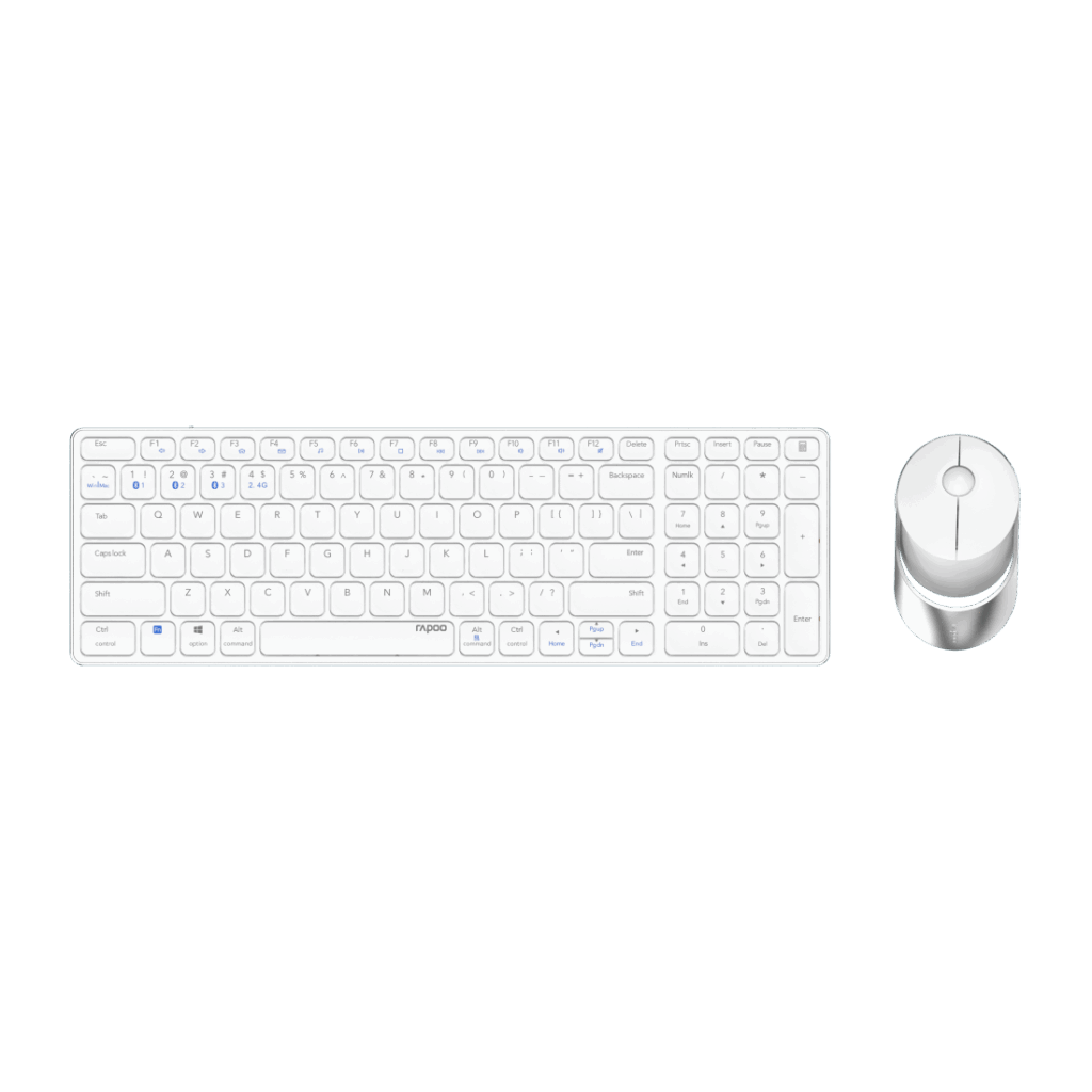 Rapoo 9750M Tastatur Maus enthalten RF Wireless + Bluetooth QWERTZ Deutsch Weiß (00215375)