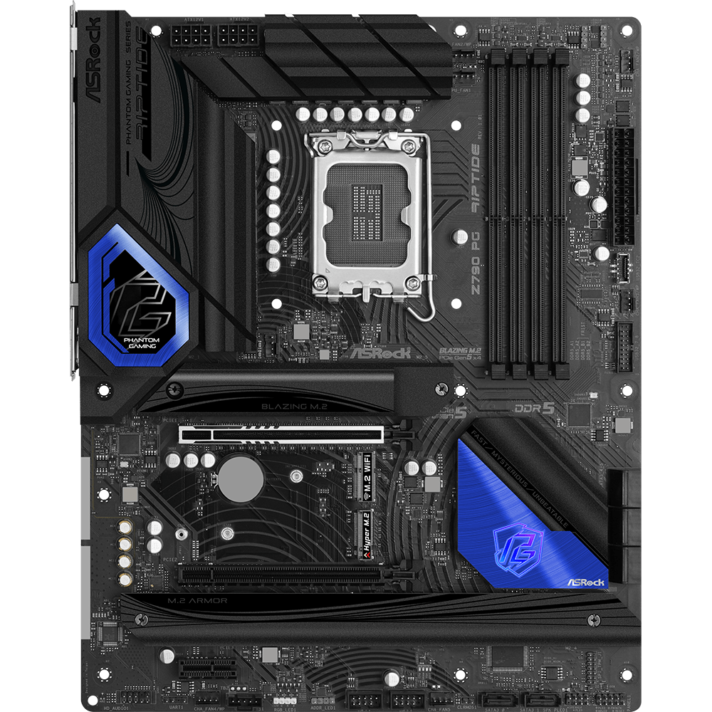 ASRock Z790 PG Riptide - Motherboard - ATX - LGA1700-Sockel - Z790 Chipsatz - USB 3,2 Gen 1, USB 3,2 Gen 2, USB-C 3,2 Gen 2x2, USB-C 3,2 Gen 1 - 2,5 Gigabit LAN - Onboard-Grafik (CPU erforderlich) - High Definition Audio (7,1-Channel) (90-MXBJX0-A0UAYZ)