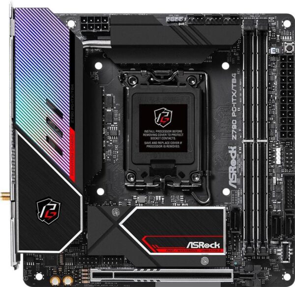 ASRock Z790 PG-ITX/TB4 - Motherboard - Mini-ITX - LGA1700-Sockel - Z790 Chipsatz - USB 3,2 Gen 1, USB 3,2 Gen 2, USB-C Gen 2x2, USB4 - Bluetooth, 2,5 Gigabit LAN, Wi-Fi - Onboard-Grafik (CPU erforderlich) - High Definition Audio (7,1-Channel) (90-MXBKC0-A0UAYZ)