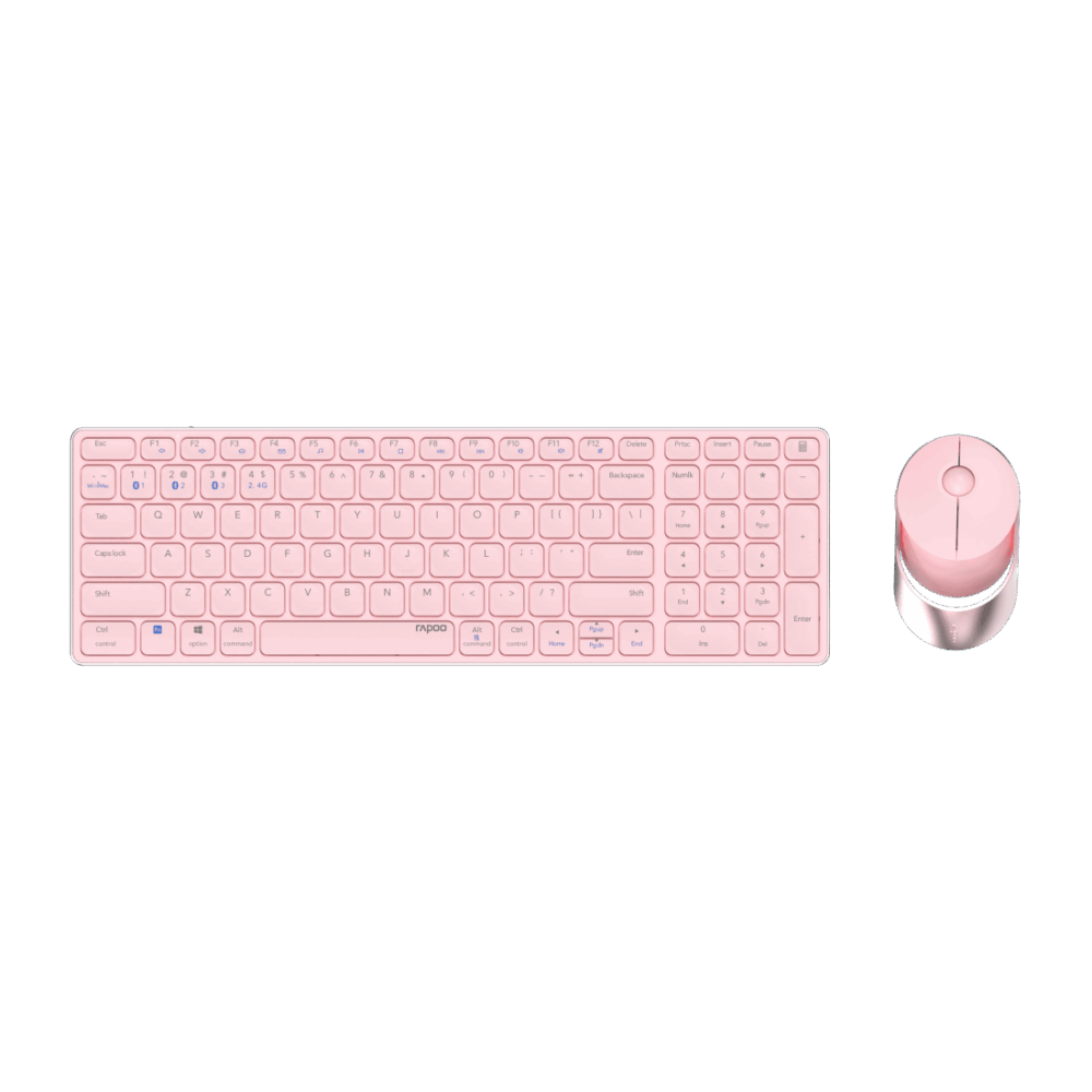 Rapoo 9750M Tastatur Maus enthalten RF Wireless + Bluetooth QWERTZ Deutsch Pink (00215376)