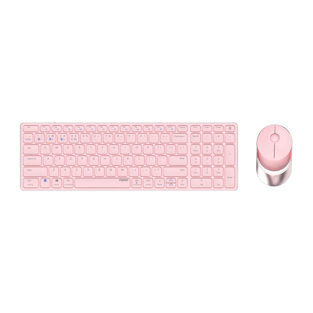 Rapoo 9750M Tastatur Maus enthalten RF Wireless + Bluetooth QWERTZ Deutsch Pink (00215376)