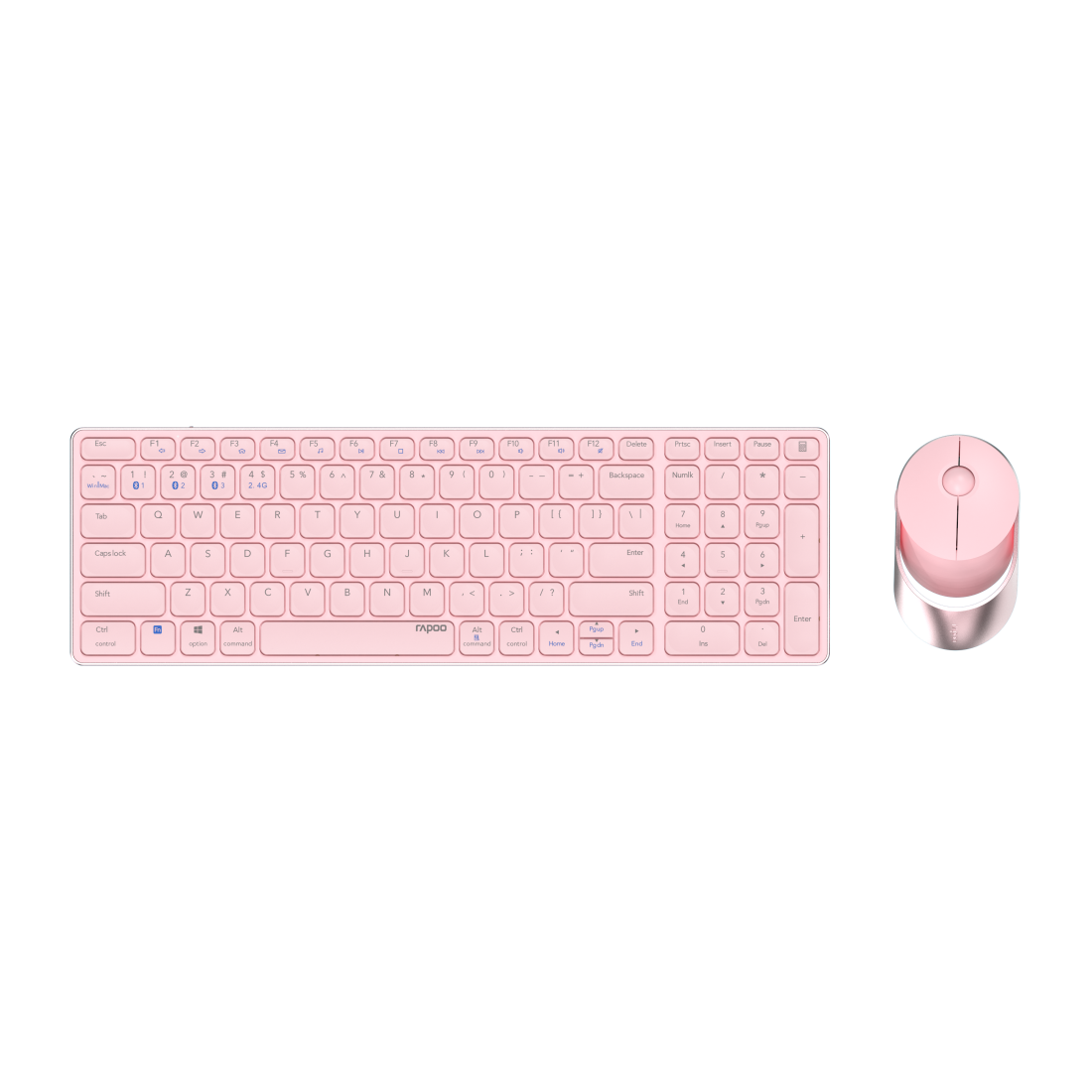 Rapoo 9750M Tastatur Maus enthalten RF Wireless + Bluetooth QWERTZ Deutsch Pink (00215376)