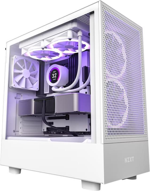 NZXT H series H5 Flow - Mid tower - E-ATX - Seitenteil mit Fenster (gehärtetes Glas) - keine Spannungsversorgung - weiß - USB/Audio (CC-H51FW-01)