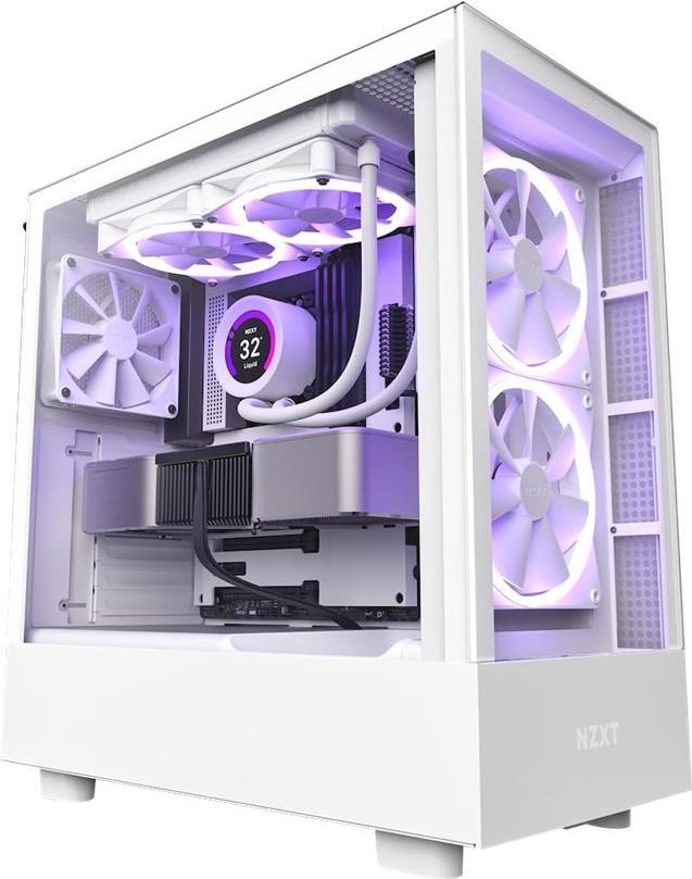 NZXT H series H5 Elite - Mid tower - E-ATX - Seitenteil mit Fenster (gehärtetes Glas) - keine Spannungsversorgung - weiß - USB/Audio (CC-H51EW-01)