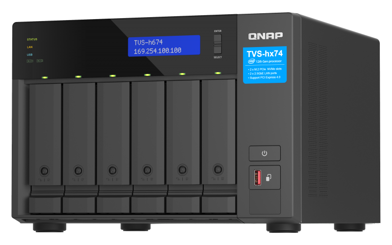 QNAP TVS-H674 - NAS-Server - 6 Schächte - SATA 6Gb/s - RAID 0, 1, 5, 6, 10, 50, JBOD, 60 - RAM 32 GB - iSCSI Support