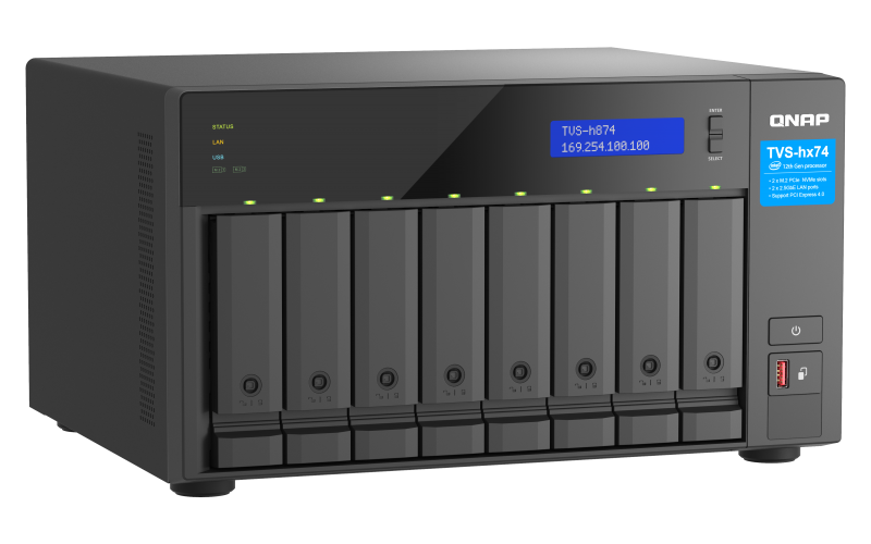 QNAP TVS-H874 - NAS-Server - 8 Schächte - SATA 6Gb/s - RAID 0, 5, 6, 10, 50, 60, RAID TP - RAM 32GB - iSCSI Support (TVS-H874-I5-32G)