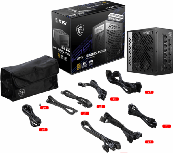 MSI MPG A1000G PCIE5 Netzteil 1000 W 20+4 pin ATX ATX Schwarz (306-7ZP7C11-CE0)