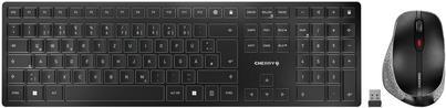 CHERRY DW 9500 SLIM - Tastatur-und-Maus-Set - kabellos - 2,4 GHz, Bluetooth 4,0 - Deutsch - Tastenschalter: CHERRY SX - Grau, Schwarz - plastikfreie Verpackung (JD-9500DE-2)