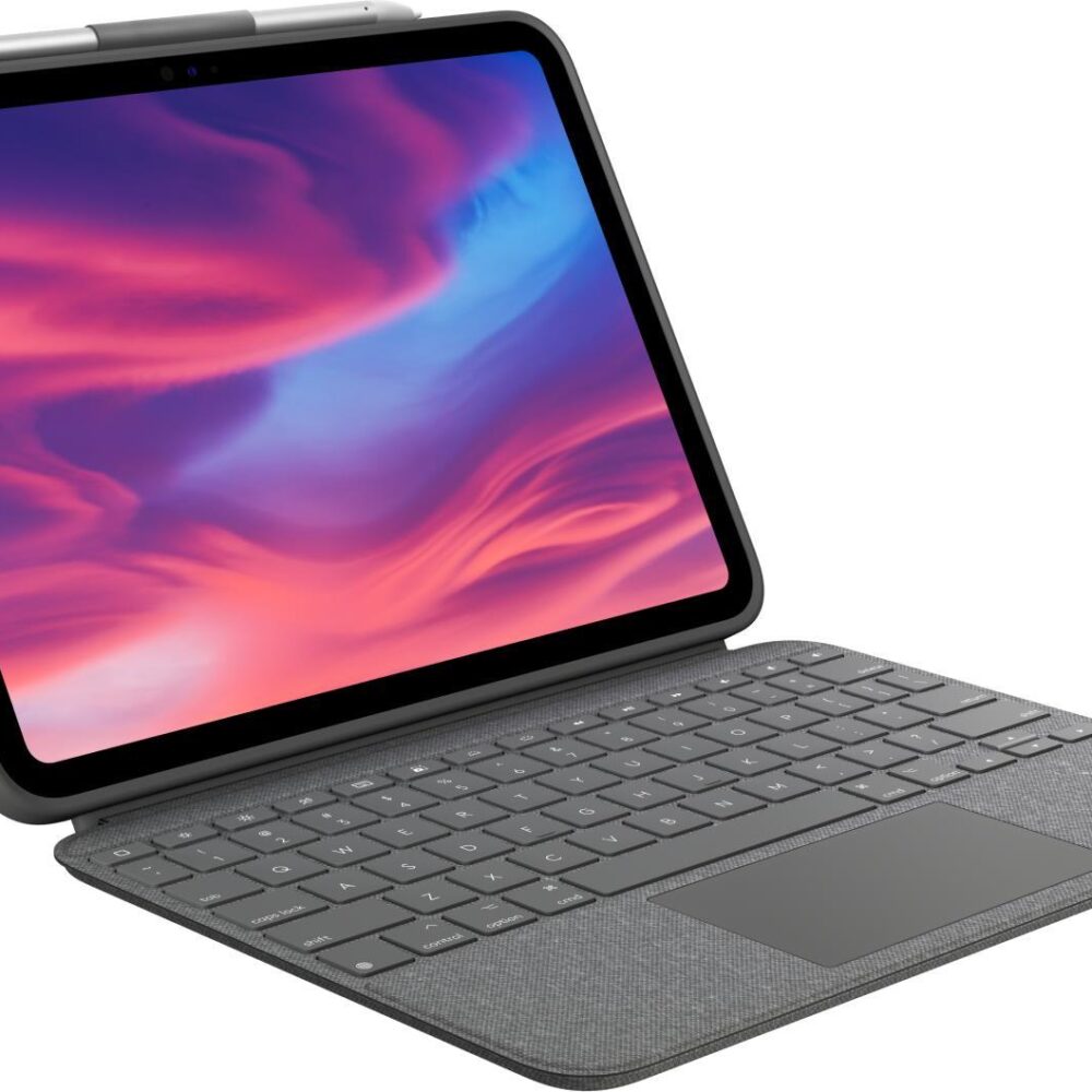 Logitech Combo Touch - Tastatur und Foliohülle - mit Trackpad - hintergrundbeleuchtet - Apple Smart connector - QWERTZ - Deutsch - Oxford Gray (920-011435)