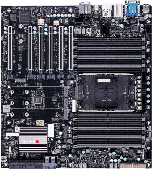 Super Micro SUPERMICRO X13SWA-TF - Motherboard - E-ATX - LGA4677 Socket-E - W790 Chipsatz - USB 3,2 Gen 1, USB-C 3,2 Gen 2x2, USB 3,1 Gen 2 - 10 Gigabit LAN, Gigabit LAN - Onboard-Grafik - 8-Kanal-Audio (MBD-X13SWA-TF-O)