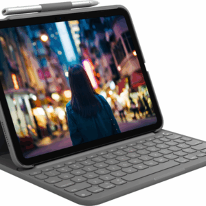 Logitech Slim Folio - Tastatur und Foliohülle - kabellos - Bluetooth LE - QWERTZ - Schweiz - Oxford Gray (920-011424)