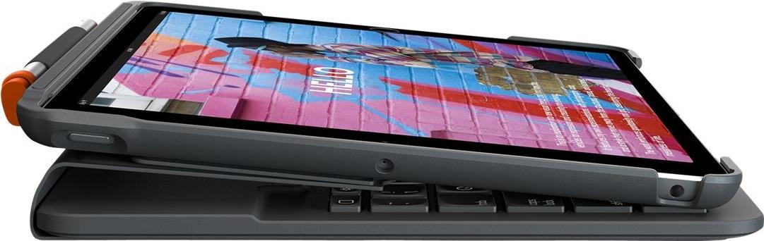 Logitech Slim Folio - Tastatur und Foliohülle - kabellos - Bluetooth LE - QWERTY - GB - Oxford Gray - für Apple 10.2"  iPad Wi-Fi, 10.5"  iPad Pro Wi-Fi, 10.9"  iPad Wi-Fi, iPad Air Wi-Fi